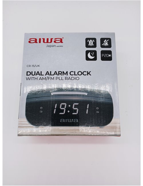 Aiwa CR-15: Radio Reloj Despertador, Pequeño, con función Snooze & Sleep, Despertador por Radio o Alarma