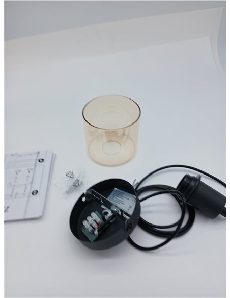 ZMH Lámpara Colgante Vintage de Mesa de Comedor - Lámpara de Vidrio E27 Negra Retro de 1 Bombilla para Comedor (Sin Bombilla)
