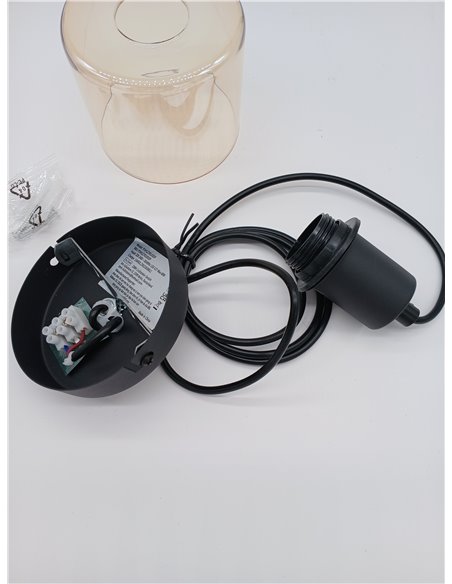 ZMH Lámpara Colgante Vintage de Mesa de Comedor - Lámpara de Vidrio E27 Negra Retro de 1 Bombilla para Comedor (Sin Bombilla)