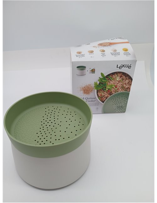 Lékué Recipiente especial para cocinar Quinoa, Arroces y Cereales en microondas, 1 Litro, Color Verde