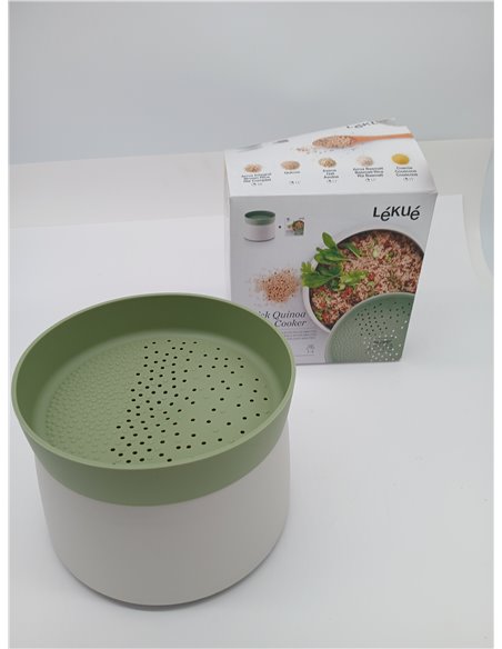 Lékué Recipiente especial para cocinar Quinoa, Arroces y Cereales en microondas, 1 Litro, Color Verde