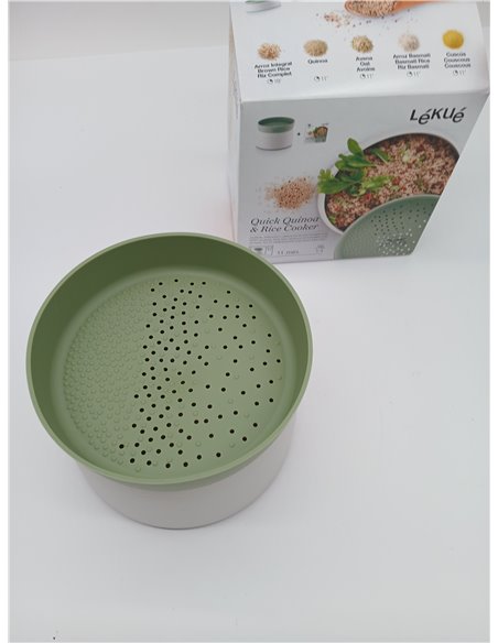 Lékué Recipiente especial para cocinar Quinoa, Arroces y Cereales en microondas, 1 Litro, Color Verde
