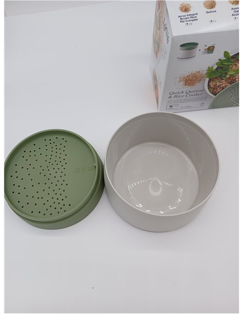 Lékué Recipiente especial para cocinar Quinoa, Arroces y Cereales en microondas, 1 Litro, Color Verde