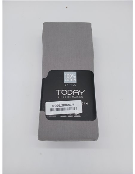 Today Essential - Juego de 3 sábanas de 160 x 200 cm, 2 Personas, 100% algodón, Tiza/Acero