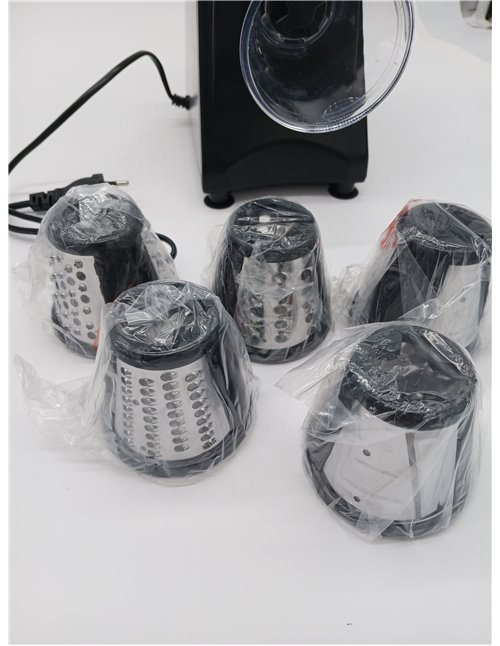 Meykey Rallador Eléctrico de verduras, cortador de verduras eléctrico, Cortador verduras en espiral eléctrico de 250 W, con 5 Ac