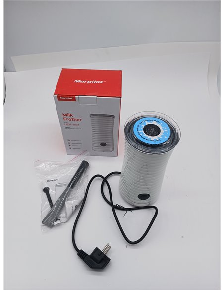 Morpilot Espumador de Leche Eléctrico, Calentador Leche 4 en 1, para Espuma Caliente y Fría, 240ml 400W, Blanco