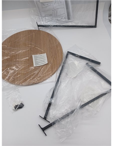 AKTIVE MAX Home Mesa Auxiliar de Madera, 40x40 cm, Peso máximo soportado 5 kg, Efecto Roble, Estructura metálica Negra, Patas en