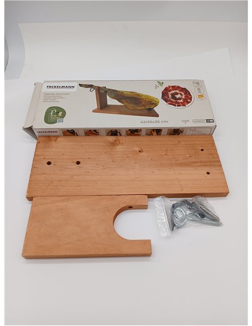 Fackelmann Ham Stand, Pine Wood with Threaded Inserted for Durability, Double Hole for Adjusting Large and Small Hams, Made in S