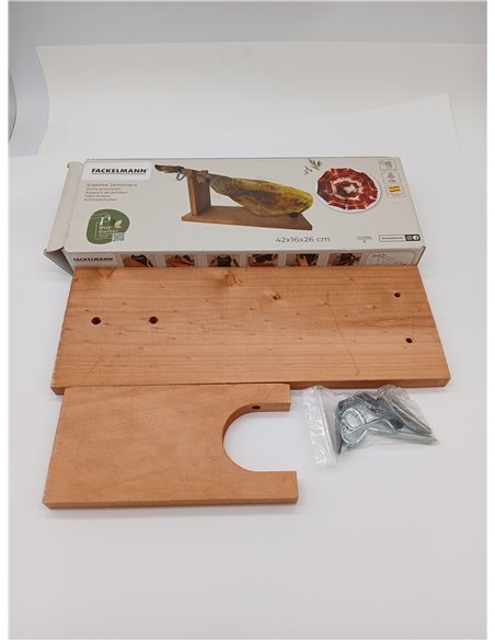 Fackelmann Ham Stand, Pine Wood with Threaded Inserted for Durability, Double Hole for Adjusting Large and Small Hams, Made in S