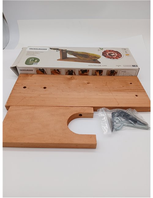 Fackelmann Ham Stand, Pine Wood with Threaded Inserted for Durability, Double Hole for Adjusting Large and Small Hams, Made in S
