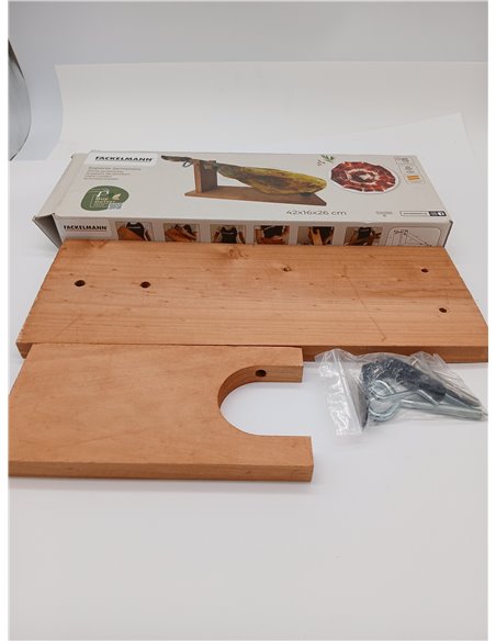 Fackelmann Ham Stand, Pine Wood with Threaded Inserted for Durability, Double Hole for Adjusting Large and Small Hams, Made in S