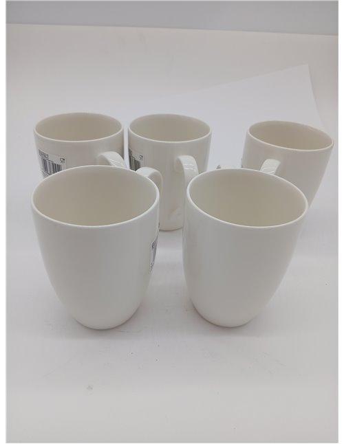 vivo by Villeroy & Boch Group Basic White Taza de café, Set de 5 piezas, 300 ml, Porcelana Premium, Blanco