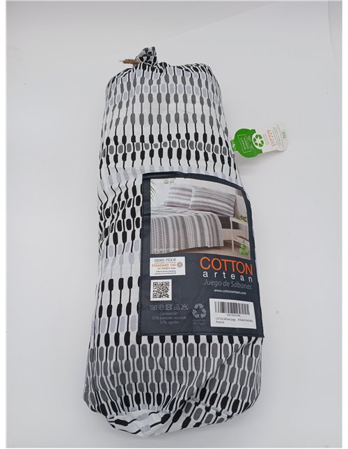 COTTON ARTean Juego de sábanasEco Friendly Poliester Reciclado ICHURUN 180x190/200. 50% ALGODÓN-50% Poliester Reciclado.