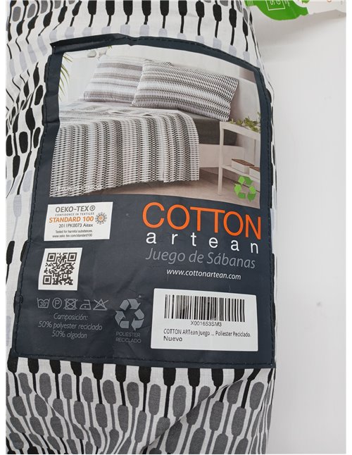 COTTON ARTean Juego de sábanasEco Friendly Poliester Reciclado ICHURUN 180x190/200. 50% ALGODÓN-50% Poliester Reciclado.