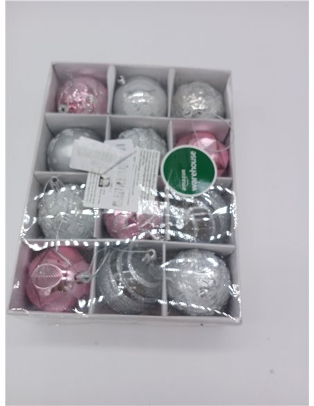 Bolas de Navidad Rosa 6CM, 12 PCS Bolas para Arbol de Navidad, Adornos para Árboles de Navidad Plástico, Regalos de Colgantes de