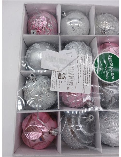 Bolas de Navidad Rosa 6CM, 12 PCS Bolas para Arbol de Navidad, Adornos para Árboles de Navidad Plástico, Regalos de Colgantes de