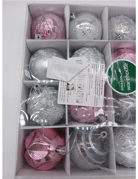 Bolas de Navidad Rosa 6CM, 12 PCS Bolas para Arbol de Navidad, Adornos para Árboles de Navidad Plástico, Regalos de Colgantes de