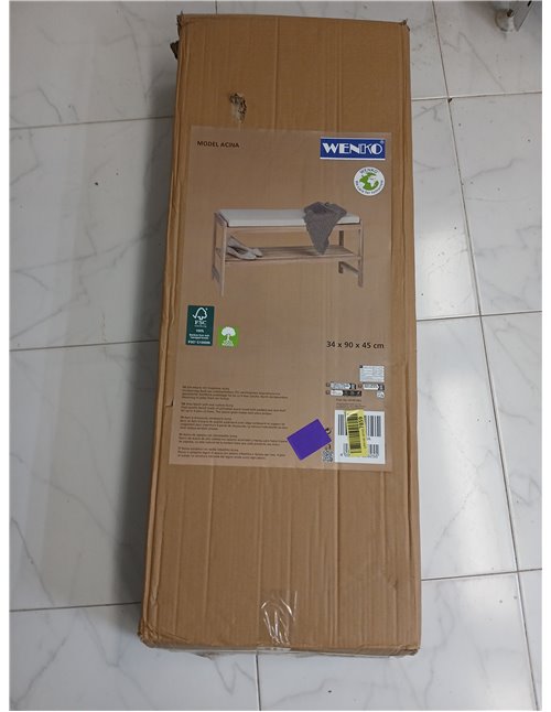 Wenko Banco Acolchado Acina, Zapatero con Asiento, Certificado FSC, Madera, marrón, 90 x 45 x 34 cm