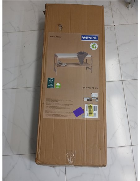 Wenko Banco Acolchado Acina, Zapatero con Asiento, Certificado FSC, Madera, marrón, 90 x 45 x 34 cm