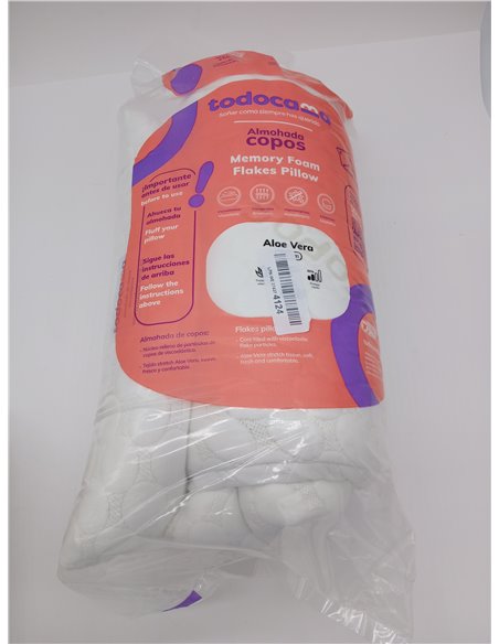 Todocama - Almohada viscoelástica Aloe Vera con Copos 100% viscoelásticos. Tejido Strech Aloe Vera. Termoregulable. Firmeza Medi