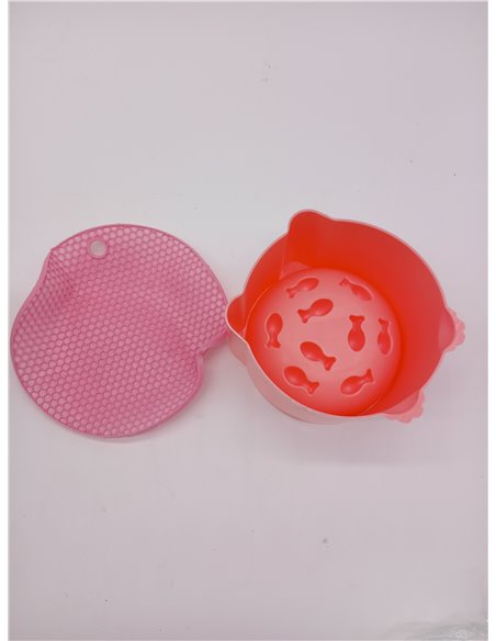 Hejo Tazónn Elevado para Gatos, Lentos Comedero para Gato Antivoracidad con Alfombrilla Antideslizante, Protege para 
