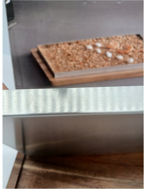 Lacor - 60830 - Llauna de Arroz, 33 x 23 cm, Bandeja de Acero Inoxidable, Base de Madera de Acacia, Ideal para Arroces, Guisos y