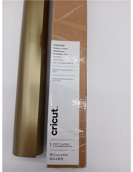 Cricut Vinilo Adhesivo Permanente - Rollo de Vinilo para Cricut - 30.5 cm x 3 m - Dorado - Vinilo Permanente para Manualidades, 