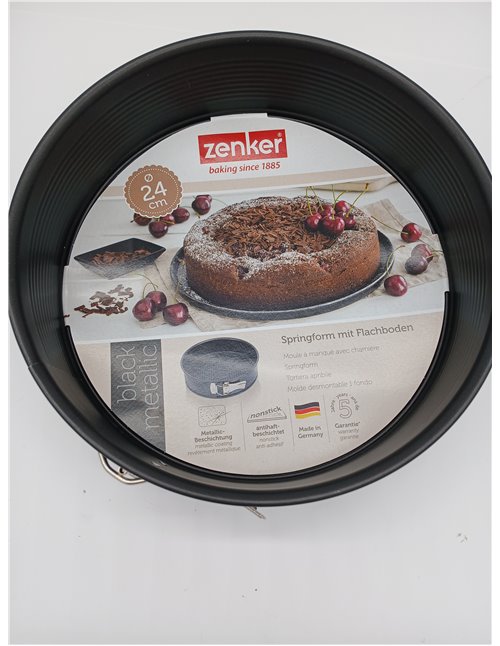 Zenker Molde desmontable de 24 cm, antiadherente, redondo con base plana (color negro), cantidad: 1 pieza