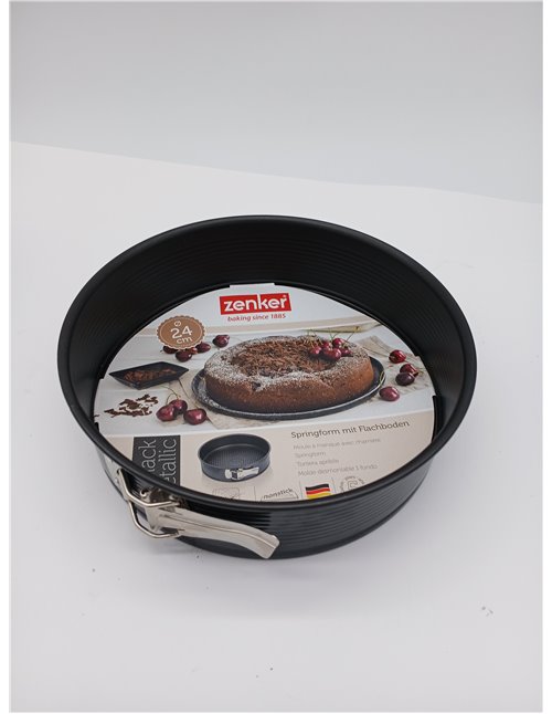 Zenker Molde desmontable de 24 cm, antiadherente, redondo con base plana (color negro), cantidad: 1 pieza