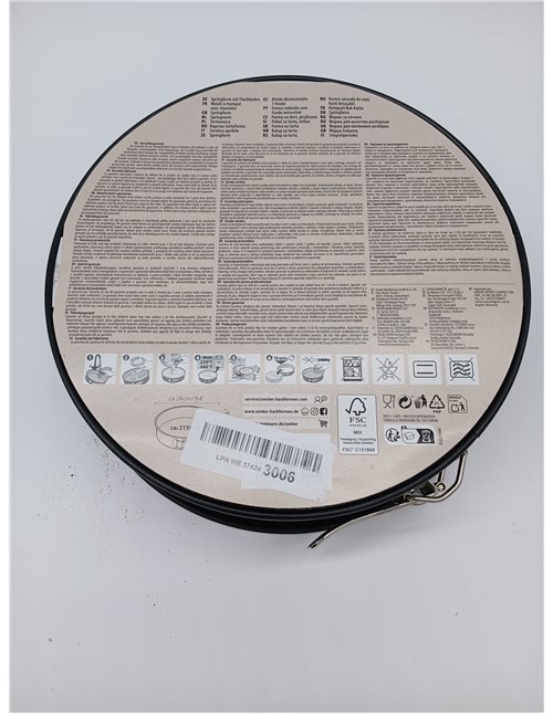 Zenker Molde desmontable de 24 cm, antiadherente, redondo con base plana (color negro), cantidad: 1 pieza