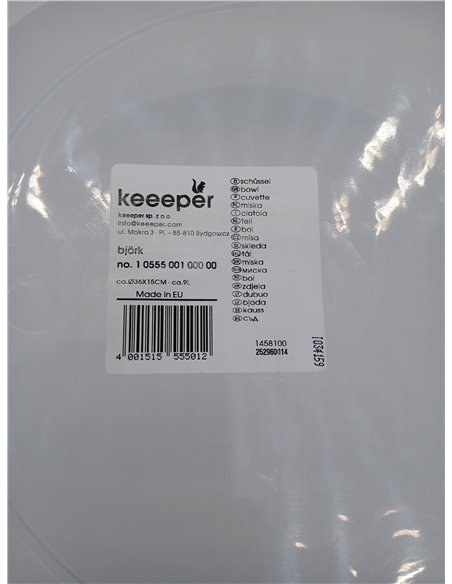 keeeper Bol Universal con Boquilla, Redondo, 9 l, Ø 36 cm, Björk, Transparente