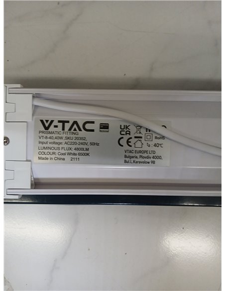 V-tac VT-8-40 LED batten 120 cm - 40W - 4800 Lm - 6500K