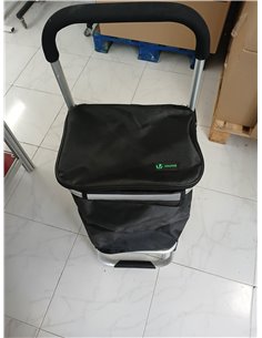 VOUNOT® Carrito Compra Plegable de Aluminio, Carro de la Compra 6 Ruedas con Bolsa Impermeable Desmontable, 58L, Negro 2