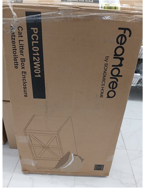 Feandrea Mueble Arenero, Moderno Arenero Oculto, con Entrada Frontal, Puertas Dobles, Asas, Casa para Gatos, Mesa Auxiliar, 85 x