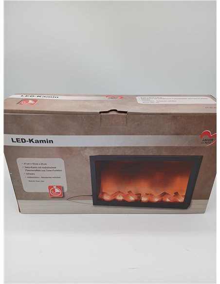 Ideen mit Herz Chimenea LED, eléctrica, sin calefacción, efecto de fuego realista, 41 x 10 x 25 cm, con función temporizador (6 