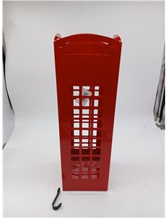Paragüero de Cabina roja con Gancho para Paraguas pequeños 15,5x15,5x49 cm