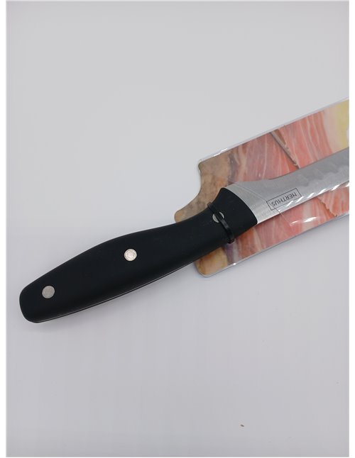 NERTHUS FIH 379 - Cuchillo Jamonero Punta Afilada, Acero Inoxidable, Negro
