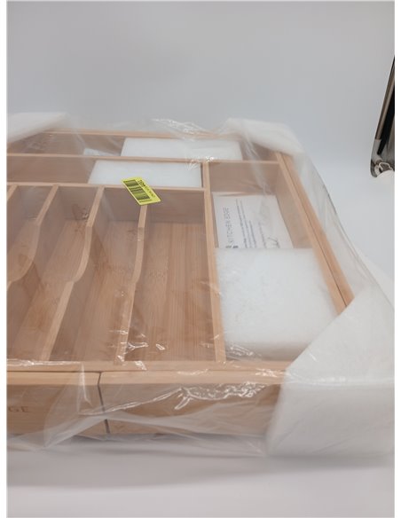 KitchenEdge Premium Cutlery and Utensil Organizer for Kitchen Drawers, Expandable to 28" Wide, 10 Compartments, 100% Bamboo