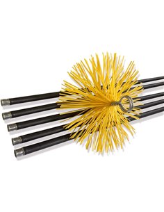 Kit de Limpieza para conductos revestidos | Cepillo sintético | 7 Metros con 5 Varillas de 1,40 m | Diámetro 250 mm | 5 * 1,4 m 