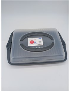 kela Caja rectangular para transportar aperitivos y pasteles 45 x 30 x 9 cm DELI, caja de plástico con asas, para pasteles, magd 2