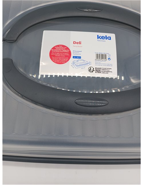 kela Caja rectangular para transportar aperitivos y pasteles 45 x 30 x 9 cm DELI, caja de plástico con asas, para pasteles, magd