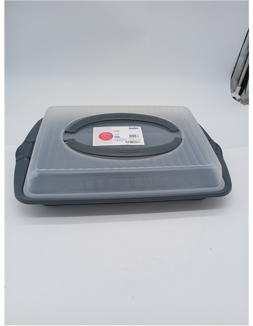 kela Caja rectangular para transportar aperitivos y pasteles 45 x 30 x 9 cm DELI, caja de plástico con asas, para pasteles, magd