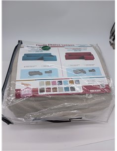 Eysa Funda de sofá bielástica para Chaise Longue con el Brazo Largo Lado Izquierdo Vista Frontal Color Lino diseño Harlem 2