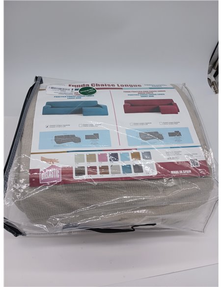 Eysa Funda de sofá bielástica para Chaise Longue con el Brazo Largo Lado Izquierdo Vista Frontal Color Lino diseño Harlem