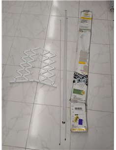 Sauvic 89808 - Tendedero E x tensible plastificado 150 cm, Color Blanco, 150 x 78 x 26,5 cm 2