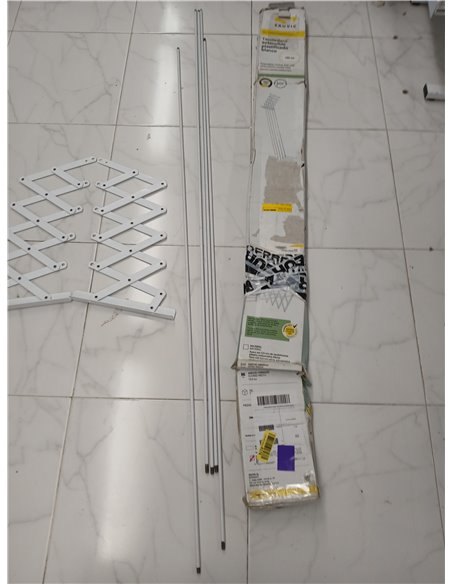 Sauvic 89808 - Tendedero E x tensible plastificado 150 cm, Color Blanco, 150 x 78 x 26,5 cm