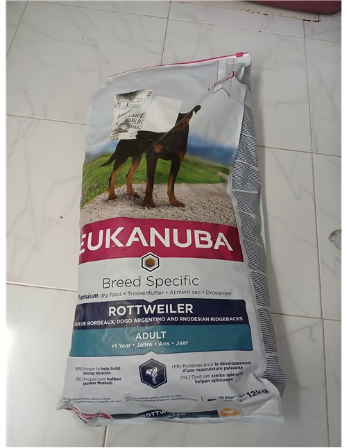 EUKANUBA Breed Specific Alimento seco para perros rottweiler adultos, alimento para perros óptimamente adaptado a la raza 12 kg
