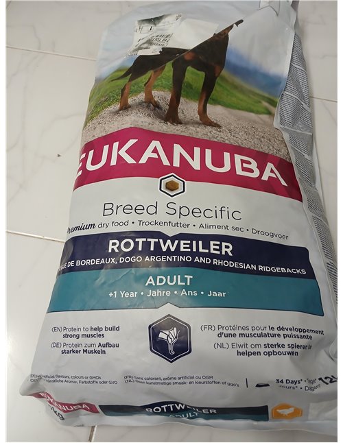 EUKANUBA Breed Specific Alimento seco para perros rottweiler adultos, alimento para perros óptimamente adaptado a la raza 12 kg
