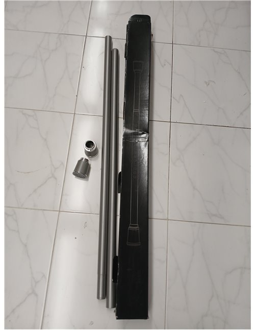 MEISENGERG Barra Cortina Extensible 270-320 cm, Gris - Barra Ducha Ajustable, Sin Taladro, Tensión Telescópica para Dormitorio, 