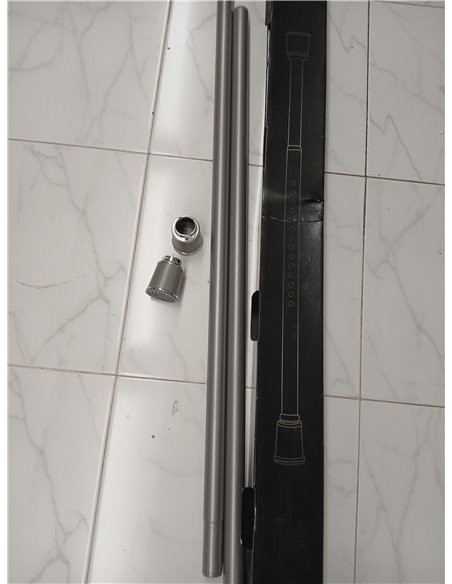 MEISENGERG Barra Cortina Extensible 270-320 cm, Gris - Barra Ducha Ajustable, Sin Taladro, Tensión Telescópica para Dormitorio, 